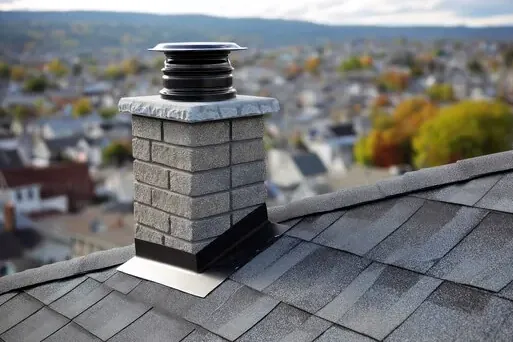 Fieldstone chimney near Rush Creek Village
