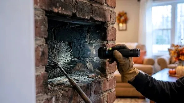 Technician running a camera inspection of a Worthington fireplace flue